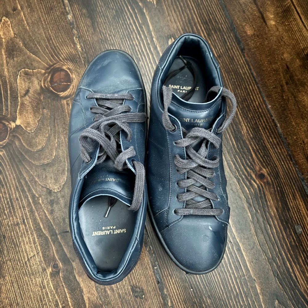 Saint Laurent navy blue Leather Sneakers Minimalist Design
